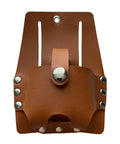 Job Site Ready Heavy Duty Tool Carrier With Measuring Tape Pouch Hella Tough Ripstop Fabric No Nonsense Gear For Electricians Carpenters And Tradesmen Industrial Utility Belt Bag in brown leather with snap button.