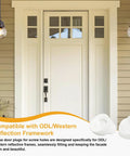 Top Shelf Fifty Pack Entry Door Plugs For Screw Holes In Crisp White Plastic With An Easy Texture Surface on a door frame.