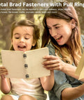 Mother and daughter reading, decorative book with Mini Pull Ring Metal Brad Fasteners Set In Old School Bronze on cover.