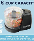 Mini Electric Food Chopper With 2 Cup Capacity One Touch Operation Detachable Dishwasher Safe Bowl Safe Lock Lid in black