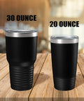 My Retirement Vehicle Golf Cart Tumbler 20oz Double Walled Stainless Steel Insulated Coffee Cup With Leak Proof Lid next to 30oz version