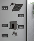 Oil Rubbed Bronze Shower Tub Kit With 8 Inch Rain Shower Head, Tub Spout, And Included Valve For Quick Reno Ready Bathroom Upgrade