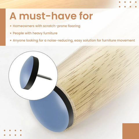 1 Inch Nail On Furniture Glides For Chairs And Tables 16 Pack Floor Protectors For Hardwood Floors And Carpets close-up