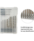 14-Piece M35 Cobalt Drill Bit Set For Stainless Steel And Hard Metals, Jobber Length With One Quarter Inch Hex Shank in case