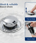Chrome Waterfall Bathroom Faucet With Single Handle, One Hole Sink Setup, easy install pop up drain in water