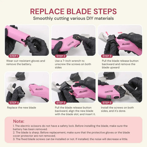 Heavy Duty Cordless Electric Scissors With A Badass 10000 Rpm Blade Assembly And Rechargeable 4v Battery System Built For Zero Sweat Fabric And Leather Trimming Projects blade replacement steps.