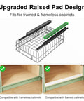 Heavy Duty Stainless Steel Pull Out Cabinet Organizer Two Pack with raised pad design, suitable for framed and frameless cabinets.