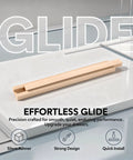 Wooden Center Mount Drawer Slides 13.8 Inches 6 Pack for Cabinets and Drawers on white surface with text and icons