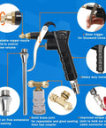 Image showing components of Heavy Duty Truck Air Duster Blow Gun Kit With 9 Meter Coil And 2 Interchangeable Nozzle Tips Blue.