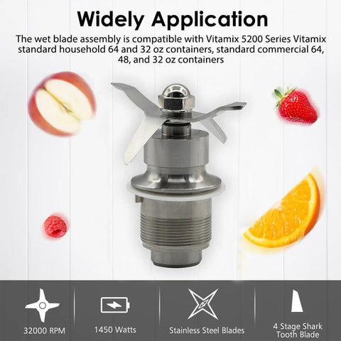 Commercial Blade Cutter Mixer Assembly 502977 with stainless steel blades and 4-stage shark tooth design for heavy-duty blenders
