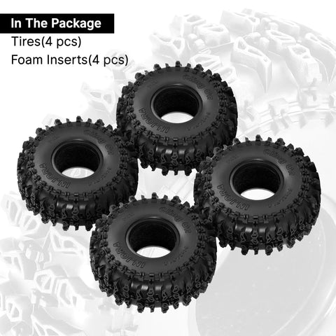 S5 1.0 Inch Cling On Tires Set 64mm Tall By 24mm Wide For TRX4M SCX24 1 18th And 1 24th Scale RC Crawlers With Ultra Sticky Compound
