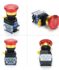 Built Tough Emergency Stop Button 10A 440V Latching Push Switch For Industrial Control Panels 22mm Aluminum Alloy E Stop Button