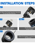 Installation steps for Top Tier TIG Tungsten Electrode Sharpener showing assembly of angle regulator and diamond wheel setup.