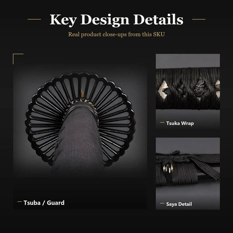 Close-up of Katana Iaito Aluminum Alloy Training Sword tsuba, tsuka wrap, and saya detail for iaido practice drills