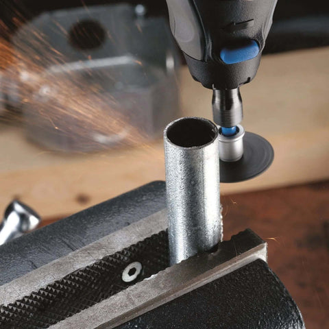 Dremel EZ456 1.5-in fiberglass-reinforced cut-off wheel set for metal cutting, 5-piece, installed on rotary tool