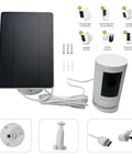 3W Outdoor Solar Panel Charger for Ring Spotlight Cam and Stick Up Cam Pro Models, Reolink Argus Pro Compatible, with accessories