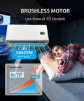 Man sleeping in truck sleeper cab with 12V Brushless Mini Split AC For Trucks And RVs, Ultra Quiet 45dB APU Cooling, 265CFM Airflow.