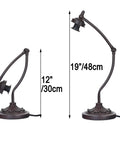 Tiffany Style Stained Glass Table Lamp With Swing Arm Base, adjustable height from 12 to 19 inches, shown without lampshade