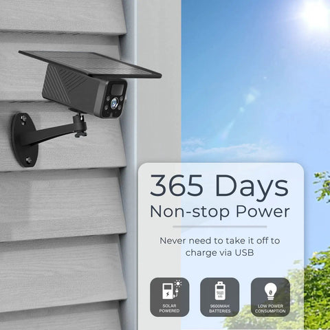 Mounted Solar Powered Wireless Security Camera With 2K Color Night Vision, Outdoor WiFi Surveillance, IP67 Weatherproof