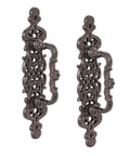 Two Piece Rustic Cast Iron Door Handle Set For Barn Doors Cabinets And Drawers Built Tough In Antique Black Finish 9.2 Inch