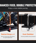 Close-up of Heavy Duty Motorcycle Carrier Hitch Mount With 600 Lbs Capacity 47 Inch Longer Ramp Ratchet Straps And Stabilizer