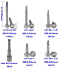 Self Drilling TEK Screws Kit For Metals In 410 Stainless Steel With Hex Head M6.3 Threads and Hex Bit Socket