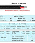 Technical diagram of 14 Gauge Wire 30 Foot Flexible Stranded Tinned Copper Cable For Automotive And Marine Lighting Low Voltage 12V Wire IP68 Waterproof High Conductivity Performance with specifications.