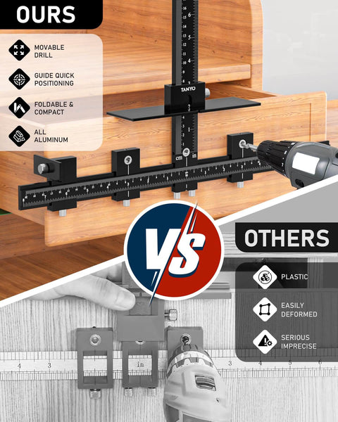 Aluminum Cabinet Hardware Jig With Center Punch For Precise Handle And Drawer Installations Pro Grade Template Tool With Laser Cut Marking Guide.