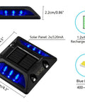 Solar Powered Driveway Deck Lights No Wiring Needed Outdoor LED Pathway Markers IP68 Waterproof Blue 6 Pack dimensions and features
