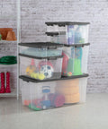 Stacked Box Stacker Modular Clear Storage Bin 16 Qt Organizer For Home And Garage Durable Plastic Stackable Bin With Secure Lid
