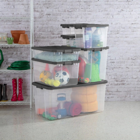 Stacked Box Stacker Modular Clear Storage Bin 16 Qt Organizer For Home And Garage Durable Plastic Stackable Bin With Secure Lid