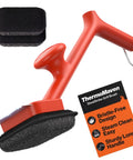Bristle Free BBQ Grill Brush With 17 Inch Cool Touch Handle Steam Cleaner, red handle, two heads, and packaging