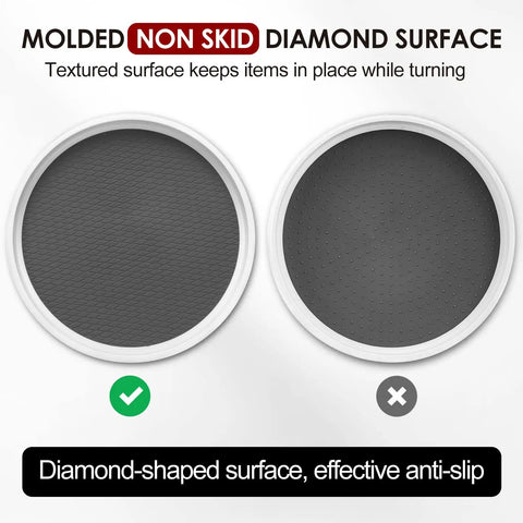 12 Inch Non Skid Turntable Lazy Susan Organizer 4 Pack non-slip diamond surface detail with text highlighting anti-slip feature