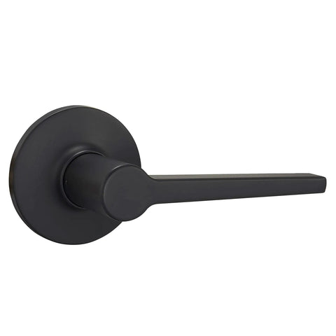 Manchester Entry Door Lever With Lock Matte Black, Easy Install With Phillips Screwdriver, Reversible Lever