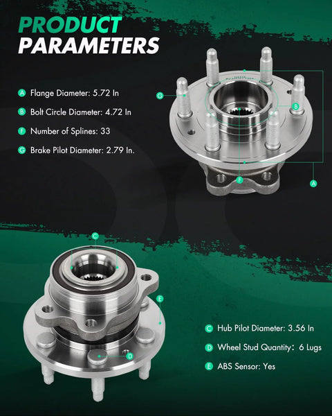 Front Wheel Hub Bearing Assembly With ABS For Chevrolet Colorado 2015 2022 And GMC Canyon 2015 2022 4WD 6 Lug Direct Fit High Quality Premium Steel Construction Replaces OE 515167 with product parameters