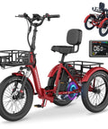 Electric Tricycle For Adults TK Pro Folding Electric Trike With 20 Inch Wheels, 48V 20Ah Battery With 21700 Cells, Removable Battery For Easy Charging, Fast Charge, Real World Range 35 To 60 Miles, Smooth Ride, red