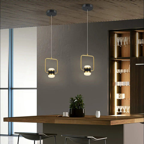 Modern Crystal Pendant Light With Dimmable LED, Brushed Brass And Black Finish, 15W Hanging Fixture For Kitchen Island, Dining Room, Bedroom, Living Room, Bar, Lit Vibe And Easy Install