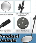 Two Pack Under Vehicle Inspection Mirrors With Telescoping Handle And Integrated Light, 12 Inch Diameter, product details