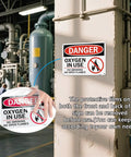 Rock Solid Oxygen In Use Safety Signs With No Smoking Warning 10X7 Inch Rust Free Aluminum Wall Placards on clinic wall.