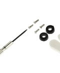 Emergency Eyeglass Repair Kit With Precision Screwdriver, Replacement Screws, Nose Pads And Grommets in white background view.