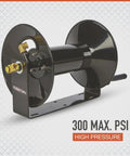 Beefy Heavy Duty Air Hose Reel For Three-Eighth-Inch By One Hundred-Foot Hose, 18-Gauge Steel With Powder-Coated Black Finish