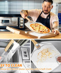 ALLTOP metal pizza peel and cutter set: 12x14 in aluminum paddle with wood handle; includes four 14 in rockers, 2 packs.