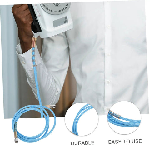 Heavy Duty PTFE Steam Hose For Steam Irons, Lightweight, Flexible And Built To Last attached to an iron in use