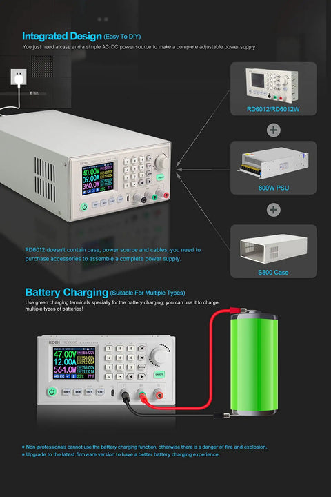 Diagram of 60V 12A DC DC Step Down Power Supply Kit With S800 Case And 800W PSU, unassembled showing connection and components
