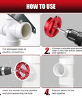 Steps showing how to use the 6 Piece PVC Pipe Reamer Set With Carbide Cutting Blades And Aluminum Cutter Heads For PVC CPVC ABS