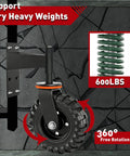Hella Sturdy 8 Inch Gate Wheel To Fix Sagging Wood And Metal Fences With 600 Lb Swivel Capacity, showing black wheel and mount.