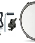 Two Pack Nitro Max 8 Inch Single Zone Mesh Tom Pads With Sturdy Clamps And Silverline 10 Foot Trigger Cables Bundle For Nitro Mesh Drum Kits