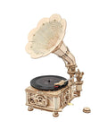 3D Wooden Gramophone Puzzle For Adults DIY Mechanical Model Kit 1 To 1 Replica Record Player With 7 Inch And 10 Inch Vinyl For Desk Display Home Decor Gift For Hobbyists Who Love Retro Vibes, wooden gramophone with vinyl