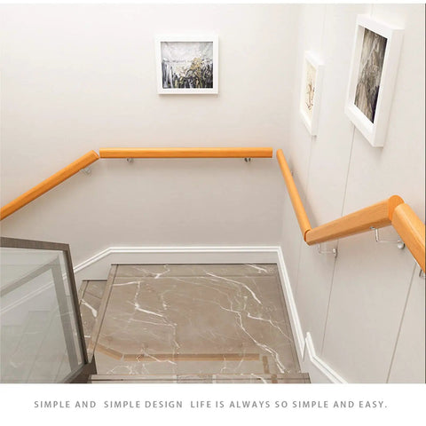 Premium Slick Wooden Stair Handrail Featuring Hella Secure Wall Mount Non Slip Grip For Indoor Outdoor Living Spaces And Senior Support Classic European Style Dope Wood Finish Solid Heavy Duty Build 400Cm Long mounted on indoor stairs.