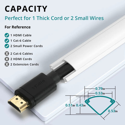 Paintable Corner Cord Hider And Cable Concealer For Walls Baseboards And Ceilings Hide Wires Behind TVs Or Desks With HDMI cable capacity